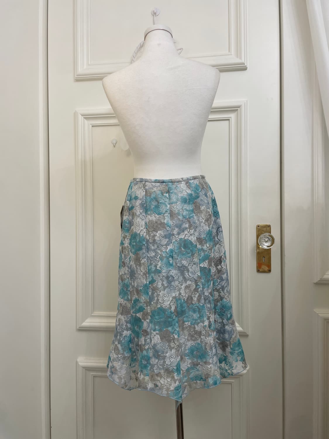 blue flower lace flare summer skirt 상품이미지3