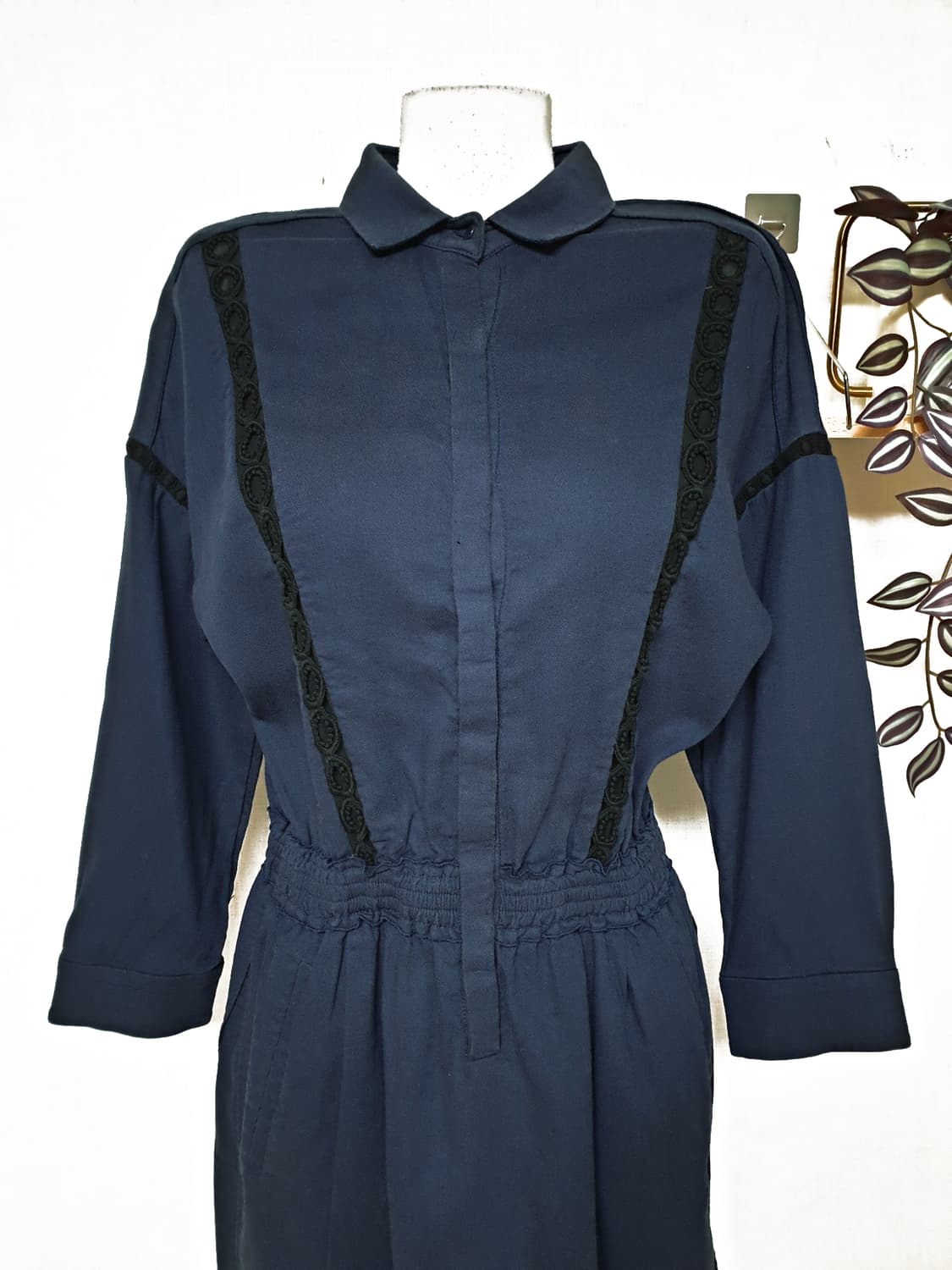 EnC 카라 코튼원피스 66 미니 네이비 상품이미지3