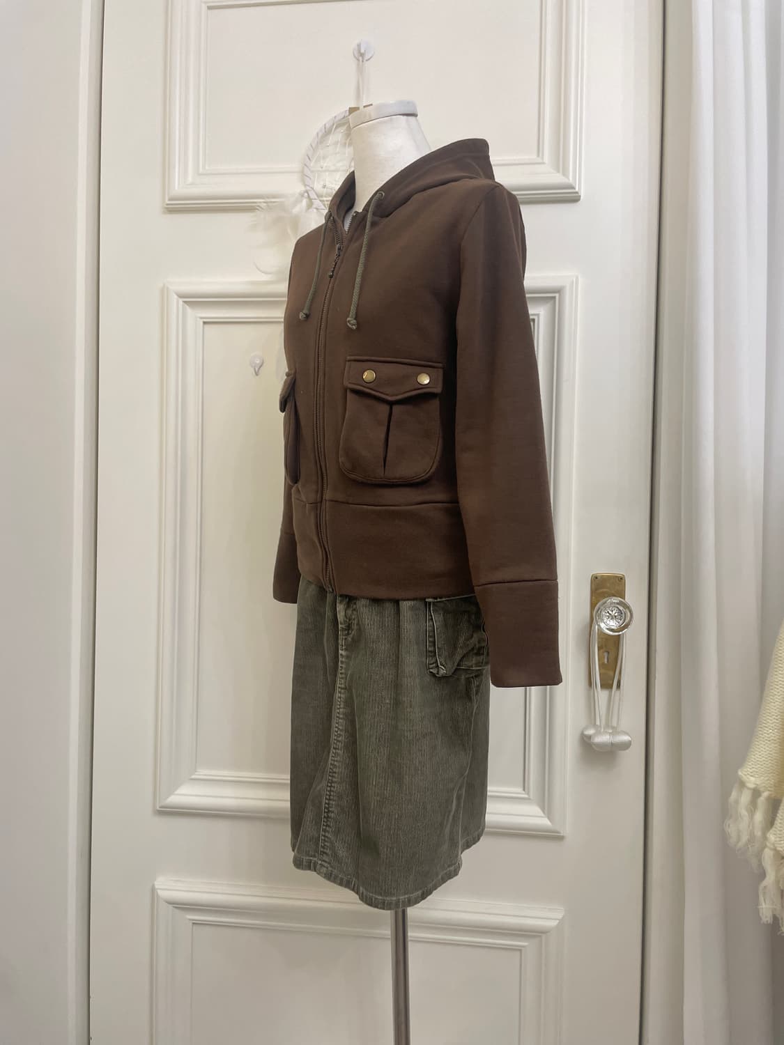 khaki corduroy pocket midi skirt 상품이미지7