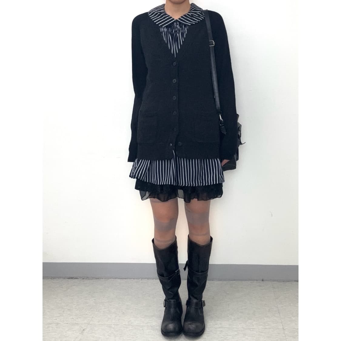 빈티지 네이비 스트라이프 슬리브리스 원피스 상품이미지3