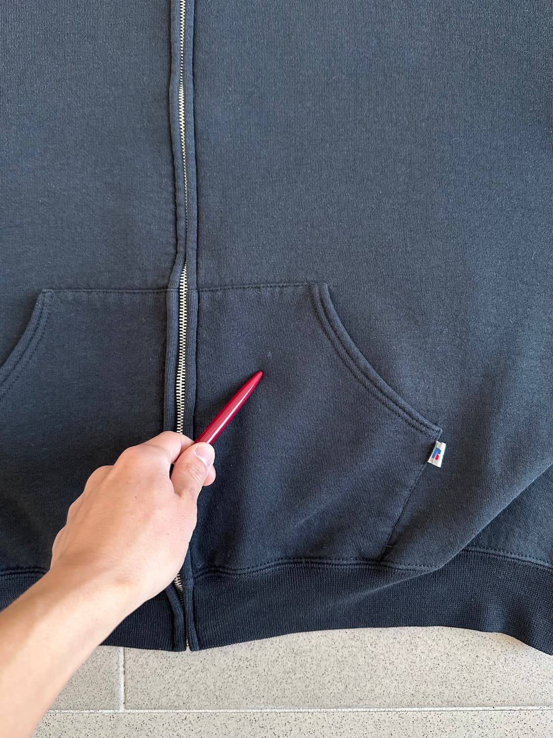 빈티지 러셀 후드집업 블랙 XL 상품이미지6