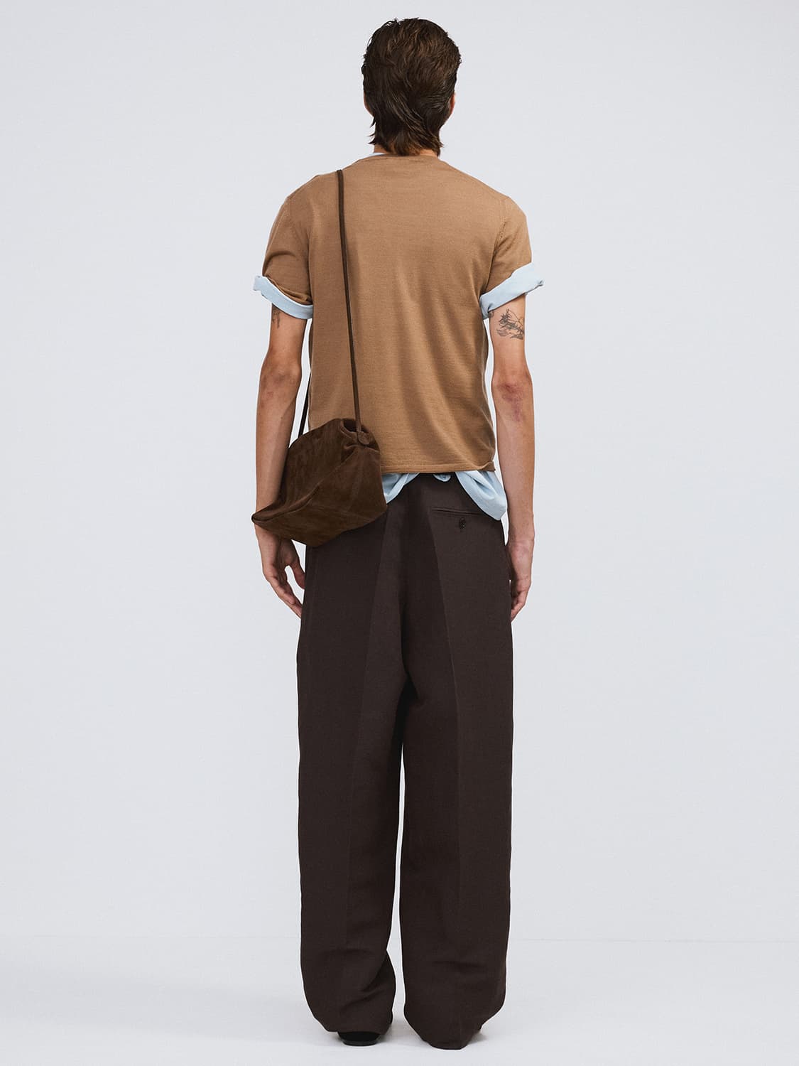 렉토 26SS 리넨 린넨 블렌드 플리티드 팬츠 다크 초콜렛 상품이미지3