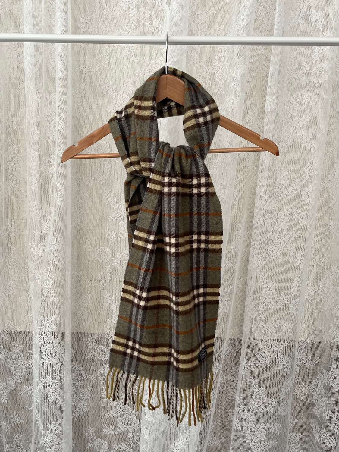 버버리 빈티지 램스울 머플러 카키 상품이미지1