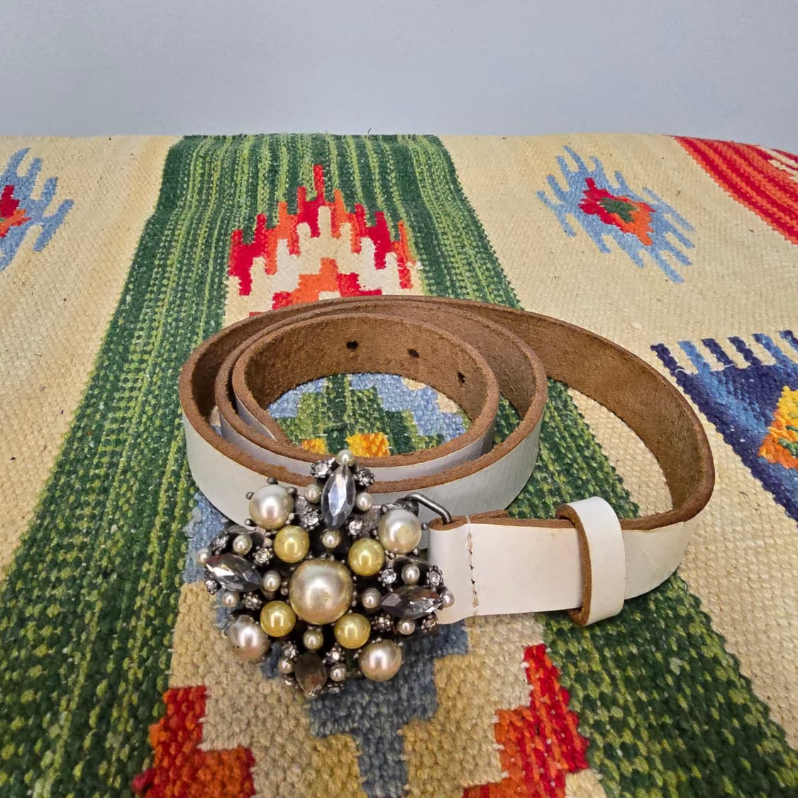 Japan Global Work Shuca카우하이드 보석장식버클 슬림벨트 상품이미지2