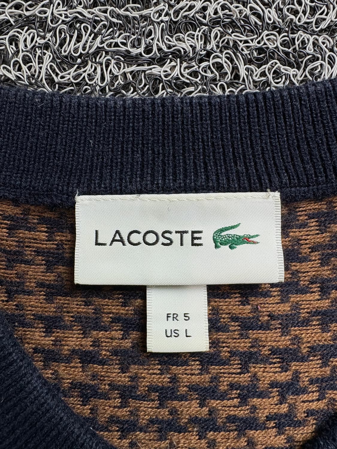 라코스테 하운드투스 패턴 울 코튼 크루넥 스웨터 2496 상품이미지3