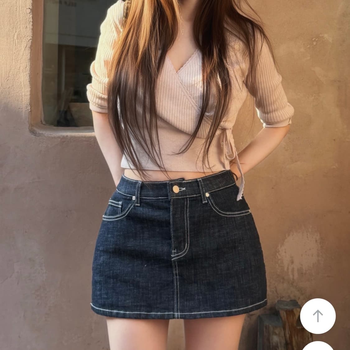 (새상품) 카인다미 골반볼륨업 생지 데님 치마바지 상품이미지1