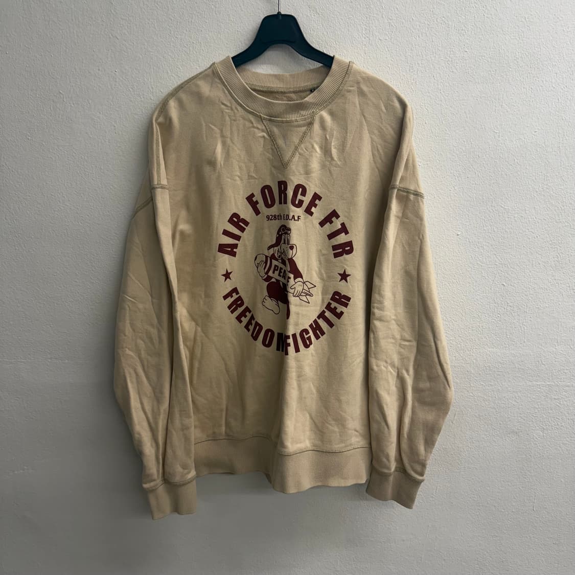 HAZZYS PHIZ 헤지스 베이지 플라잉독 맨투맨 M 상품이미지1