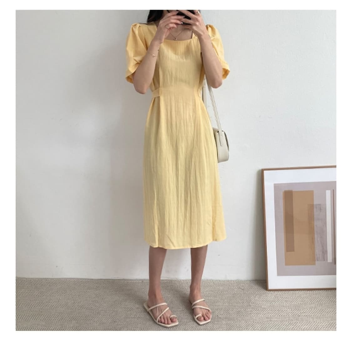 스퀘어넥 린넨 원피스 상품이미지1