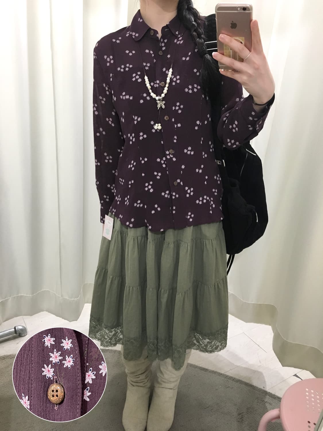 Purple Floral Sheer Blouse 상품이미지1