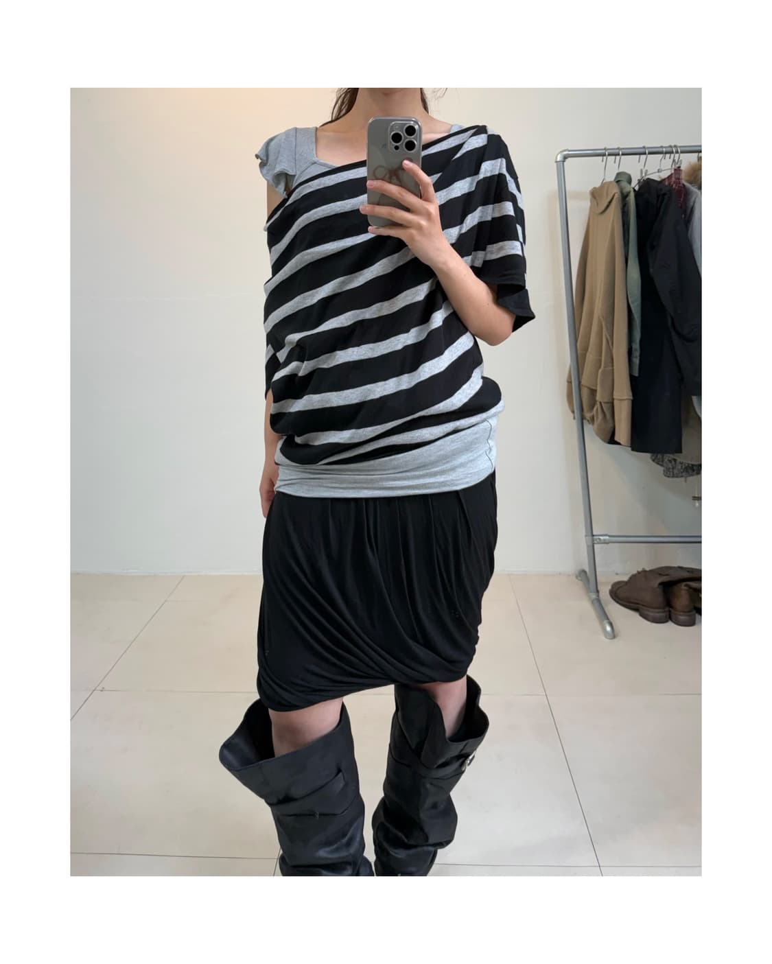 빈티지 드레이프 레이어드 티셔츠 상품이미지1