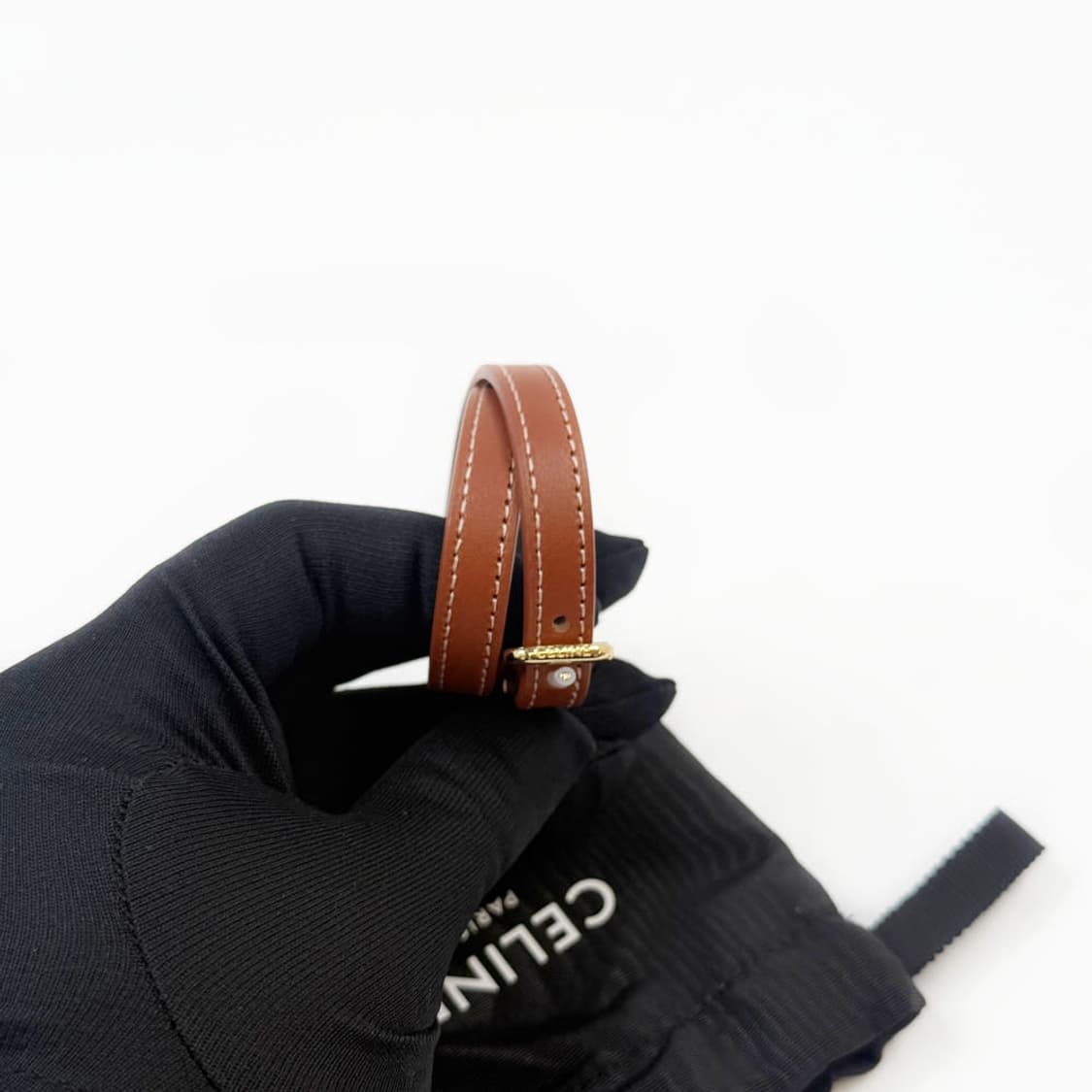 (정품 100%) 셀린느 트리오페 레 퀴르 더블 가죽 팔찌 460SF3B 상품이미지4