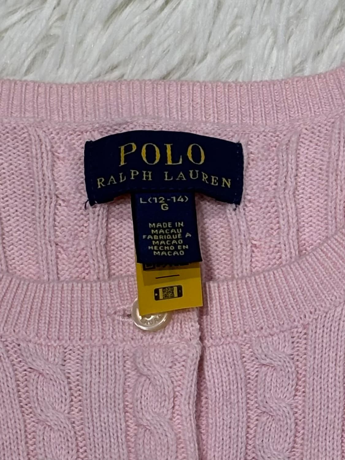 폴로랄프로렌 qr 화이트포니 베이비핑크 케이블 가디건 상품이미지6
