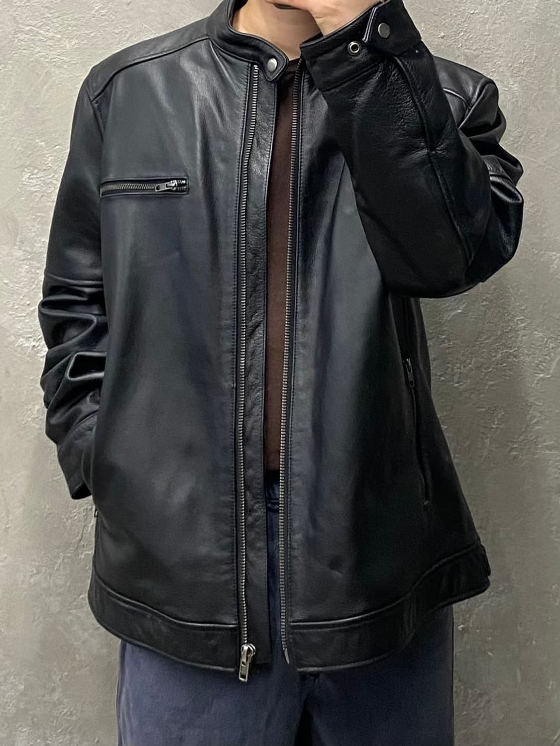 [XL] GEURREX 빈티지 리얼레더 싱글 라이더 자켓 상품이미지10