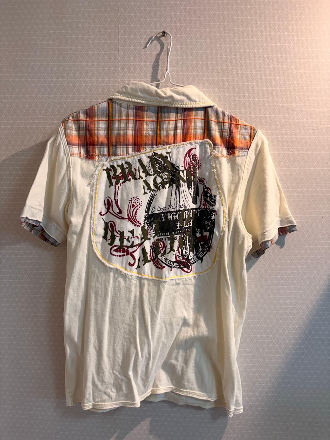 빈티지 패치워크 헨리넥 반팔 티셔츠 상품이미지2