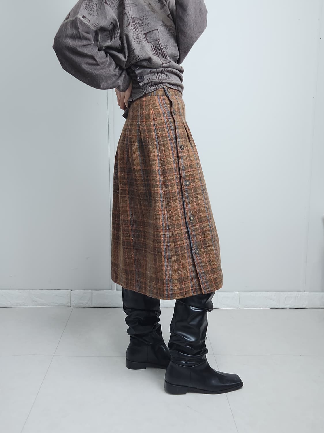 단추 울 스커트 상품이미지4