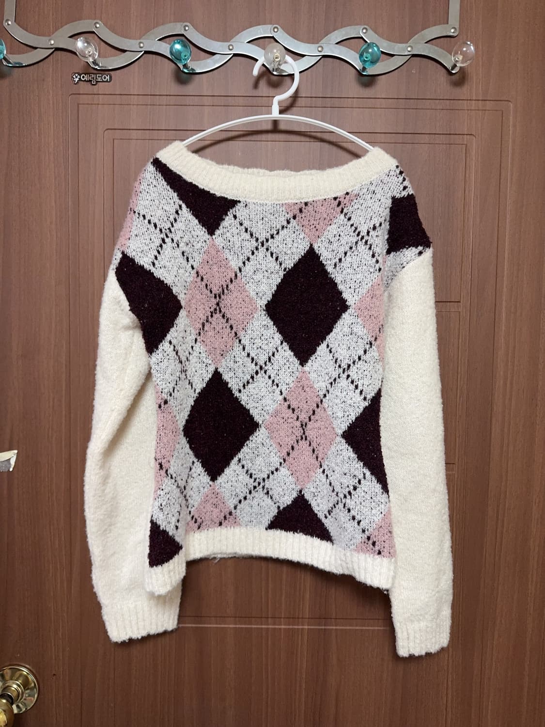 나눔) 빈티지 로걀 라떼갸루 아가일 니트 리즈리사깔 상품이미지1