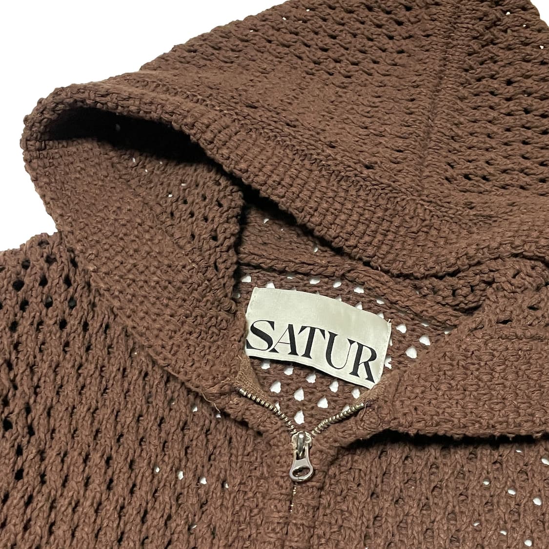 SATUR 세터 브라운 니트 후드집업 상품이미지4