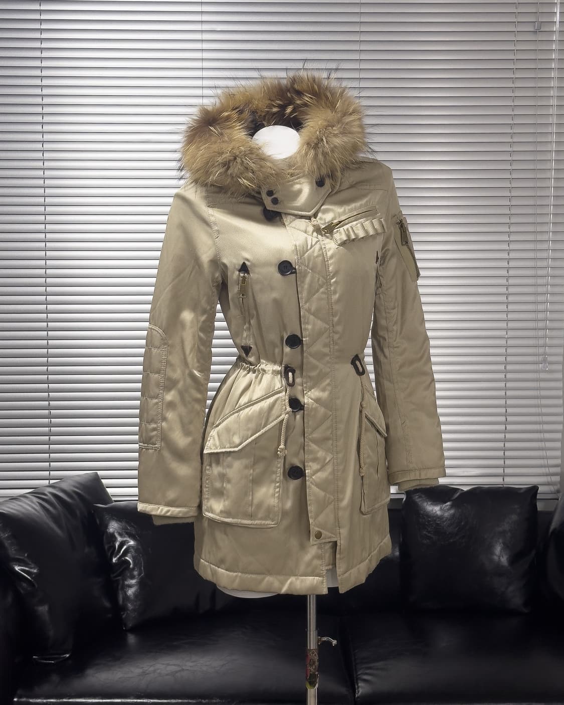 {Moussy} Racoon Fur Trim Utility Parka 상품이미지1