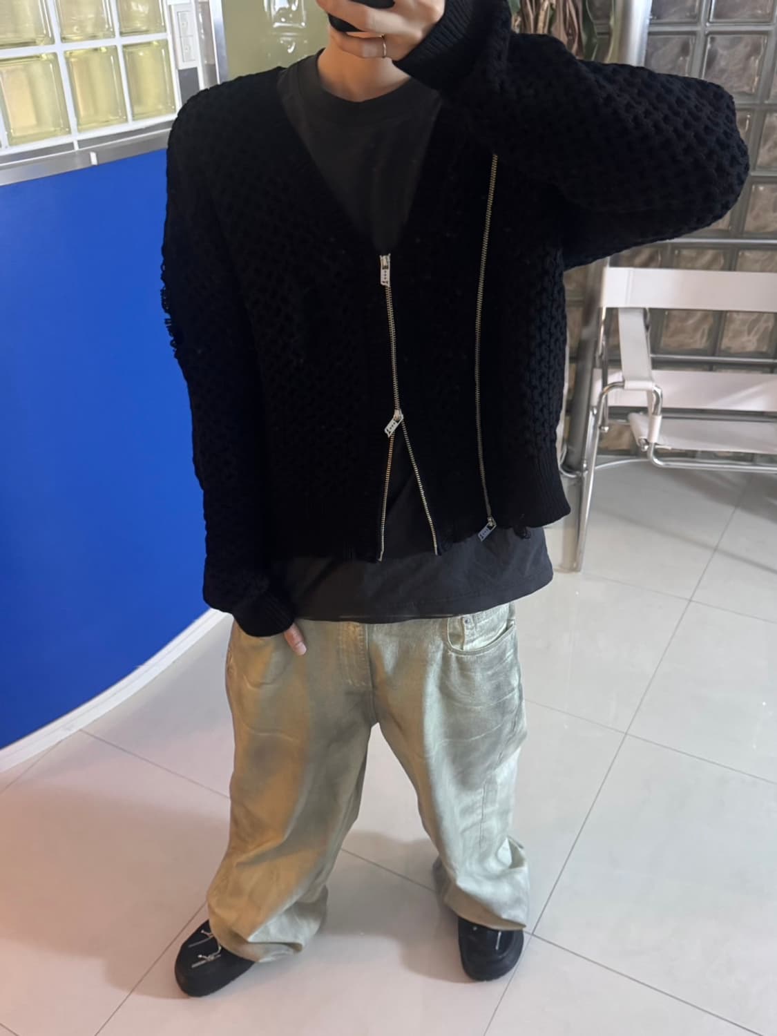 Line Zip Damage Cardigan 상품이미지3