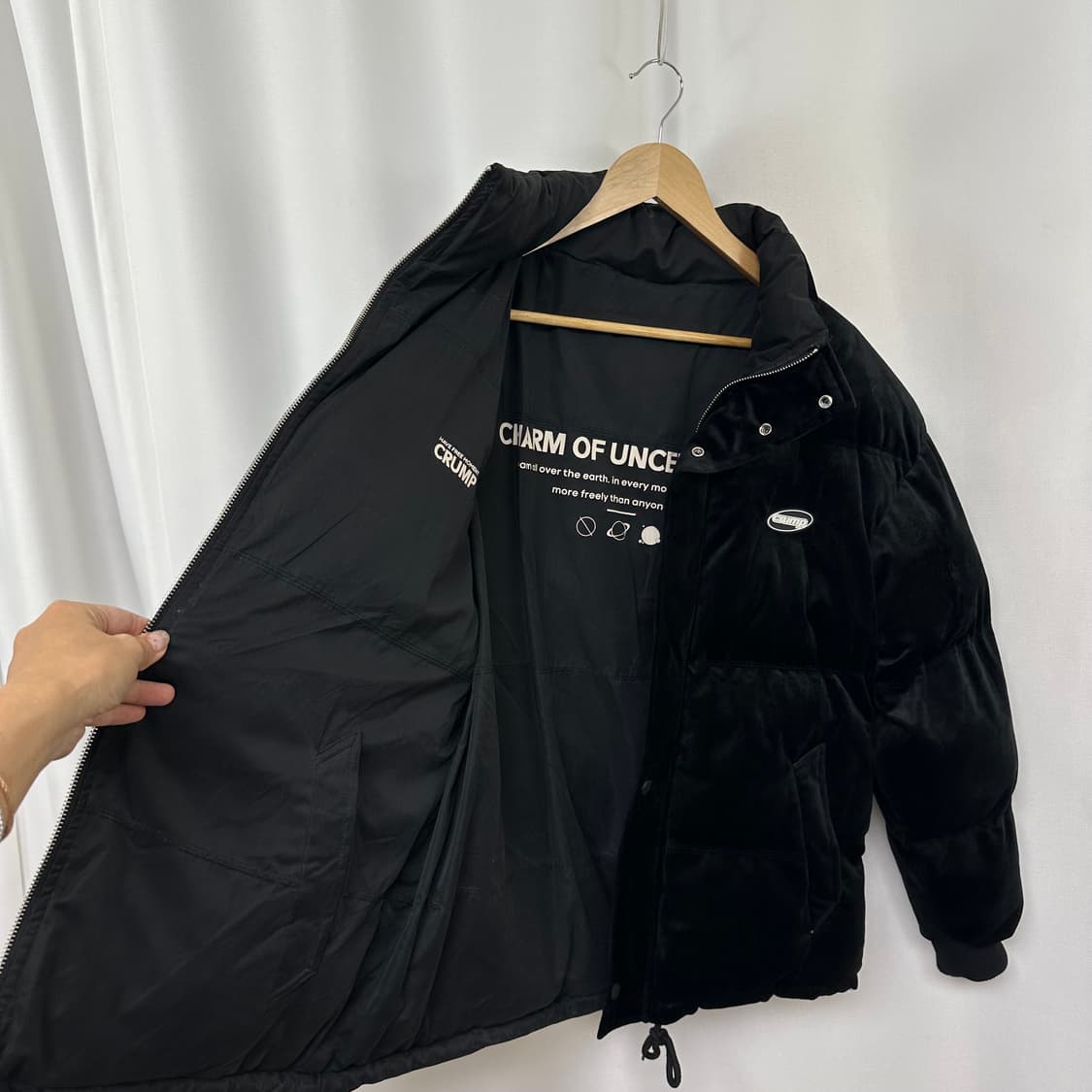  CRUMP 남자 벨벳 패딩자켓 검정 M 상품이미지5