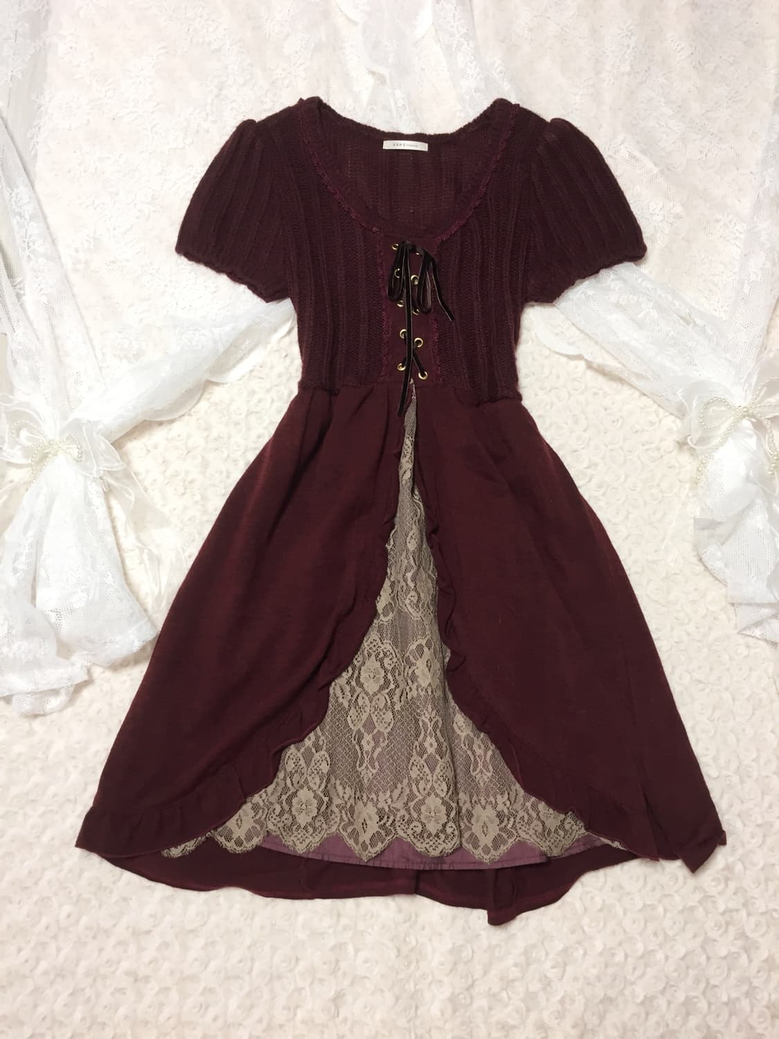 빈티지 엑시즈팜 버건디 바선생핏 원피스 상품이미지1