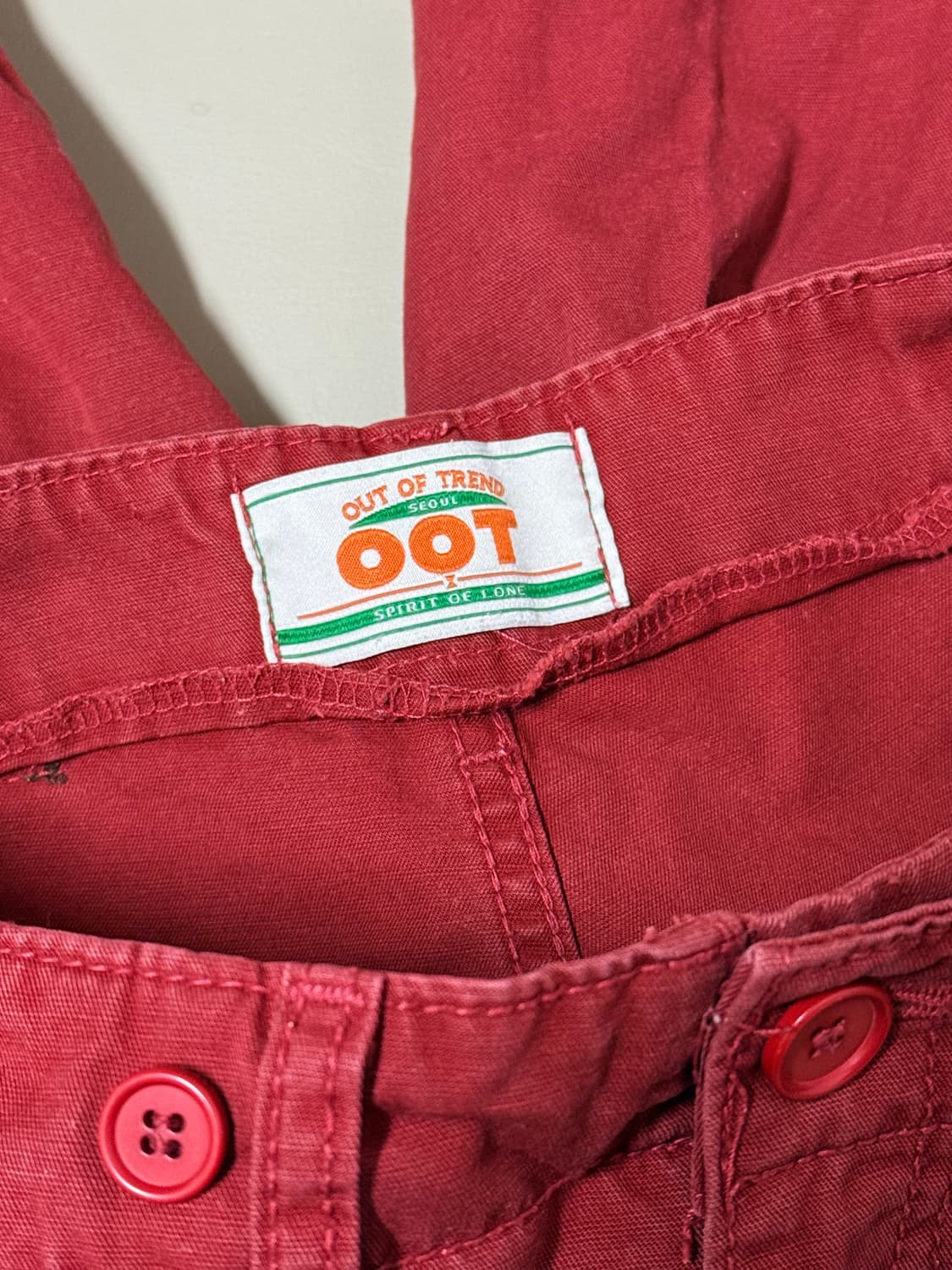 OOT 레드 카고 와이드팬츠 S 상품이미지4