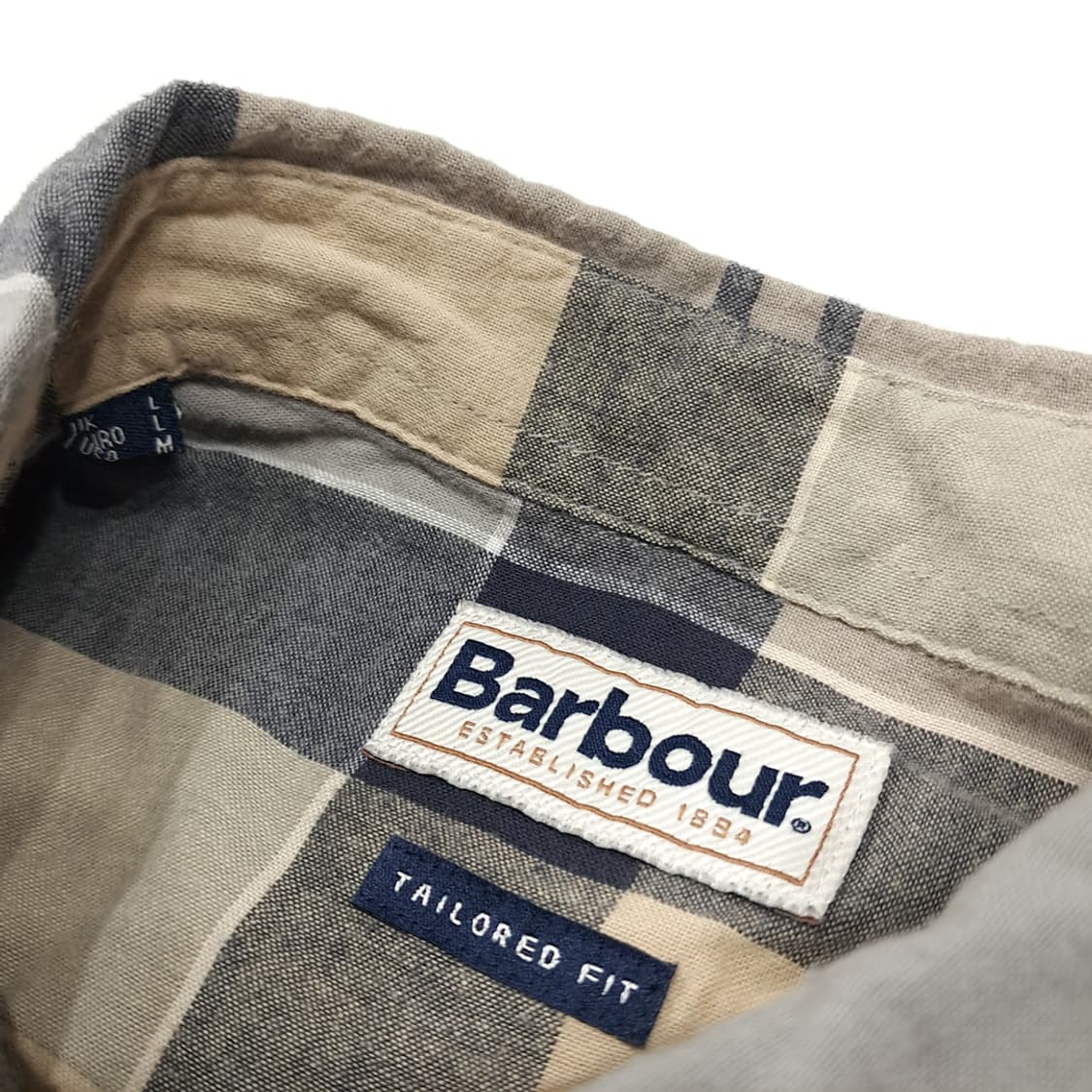 CL670 L 바버 클래식 타탄체크 버튼다운 베이지 셔츠 남방 상품이미지3