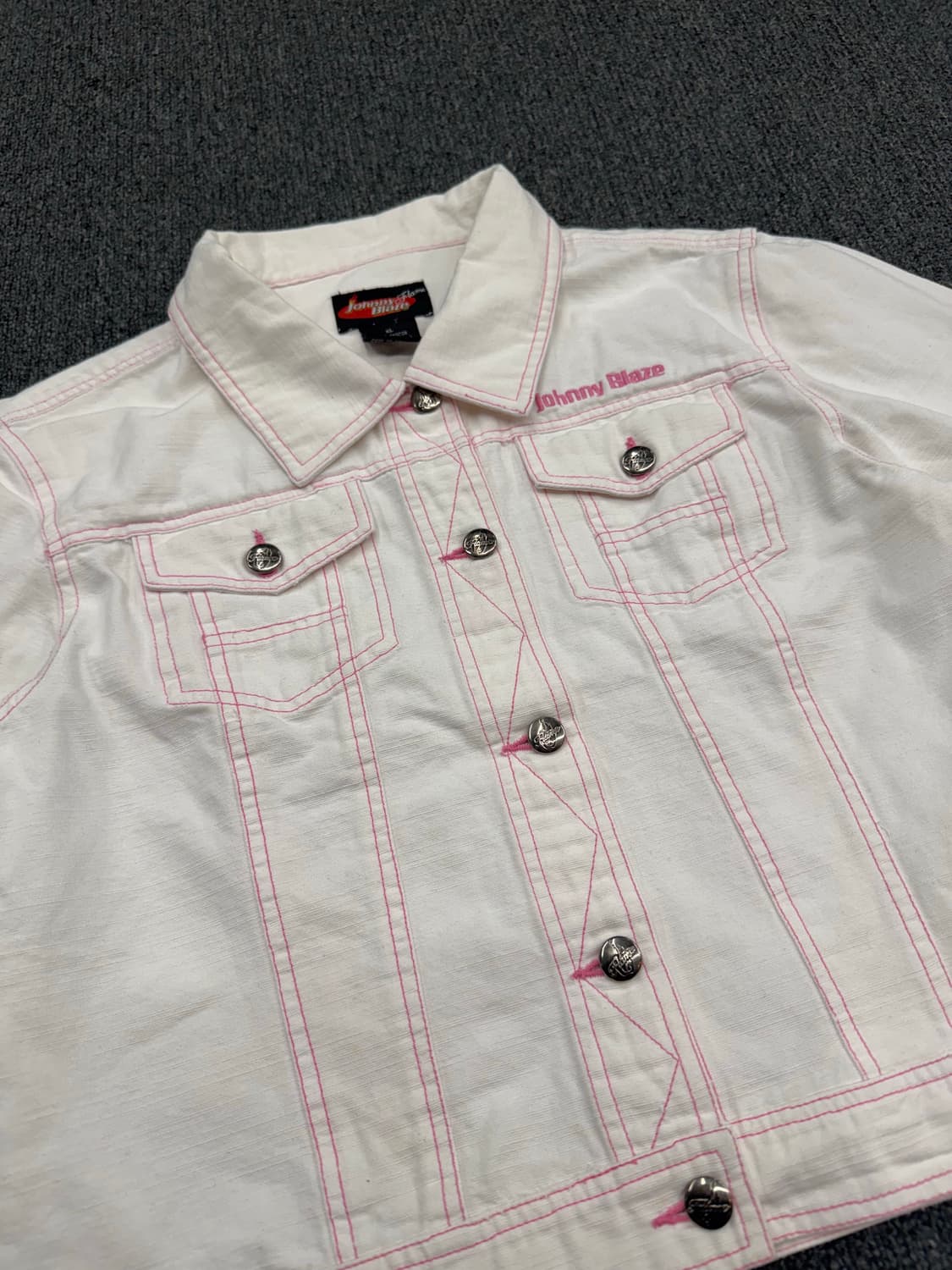 Johnny Blaze 빈티지 여성 y2k 핑크스티치 화이트데님 상품이미지2