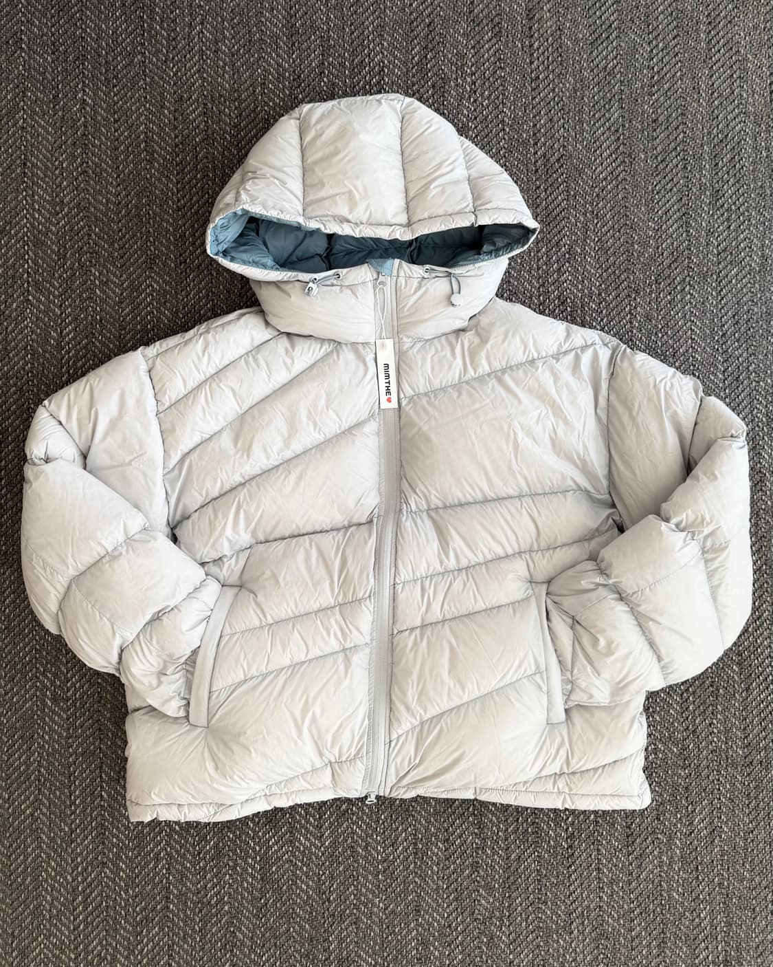 언박싱 제품💨 밈더워드로브 다이애그널 라이닝 다운 점퍼 (2사이즈) 상품이미지1