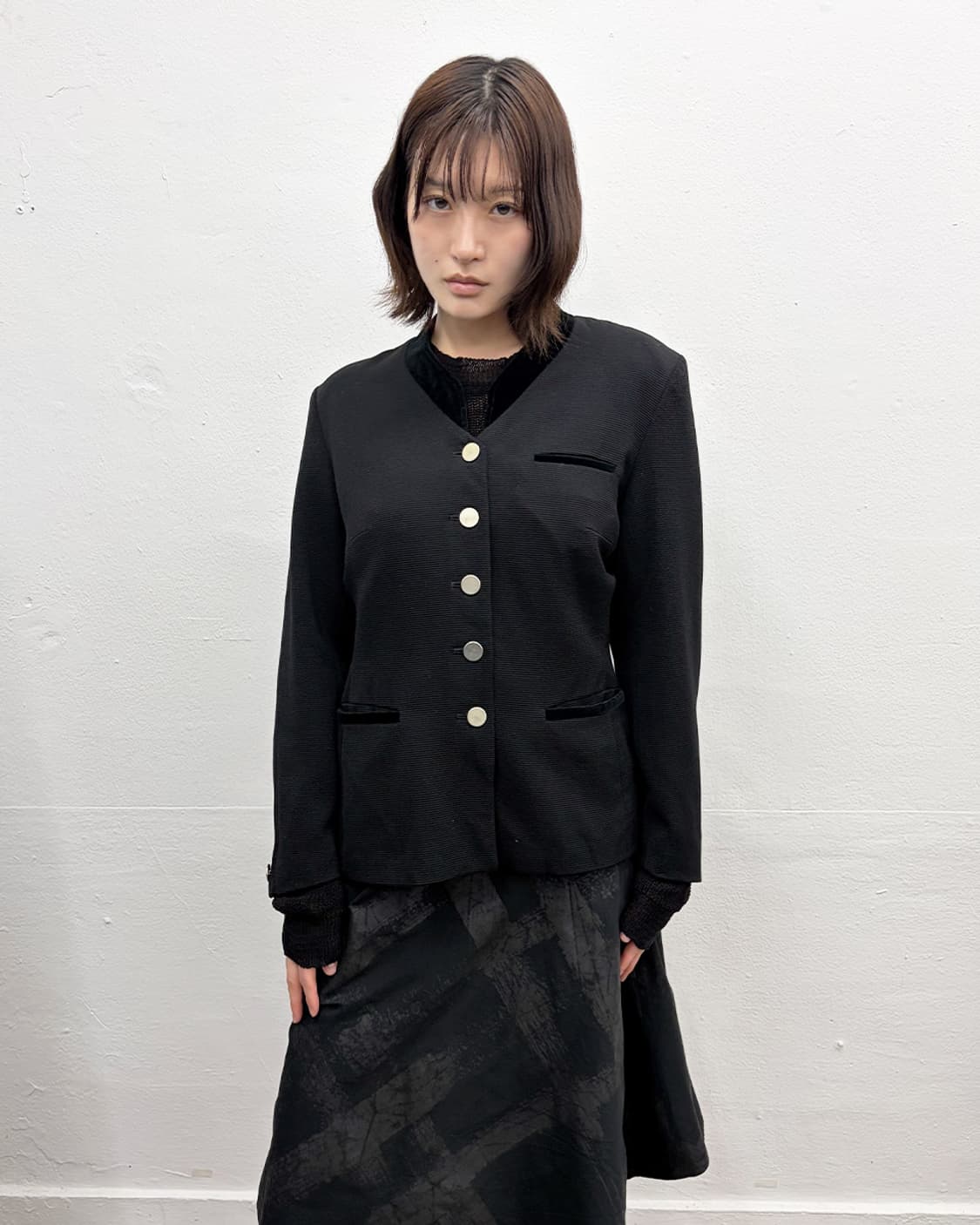 90s 아네스베 논칼라 블레이저 상품이미지1