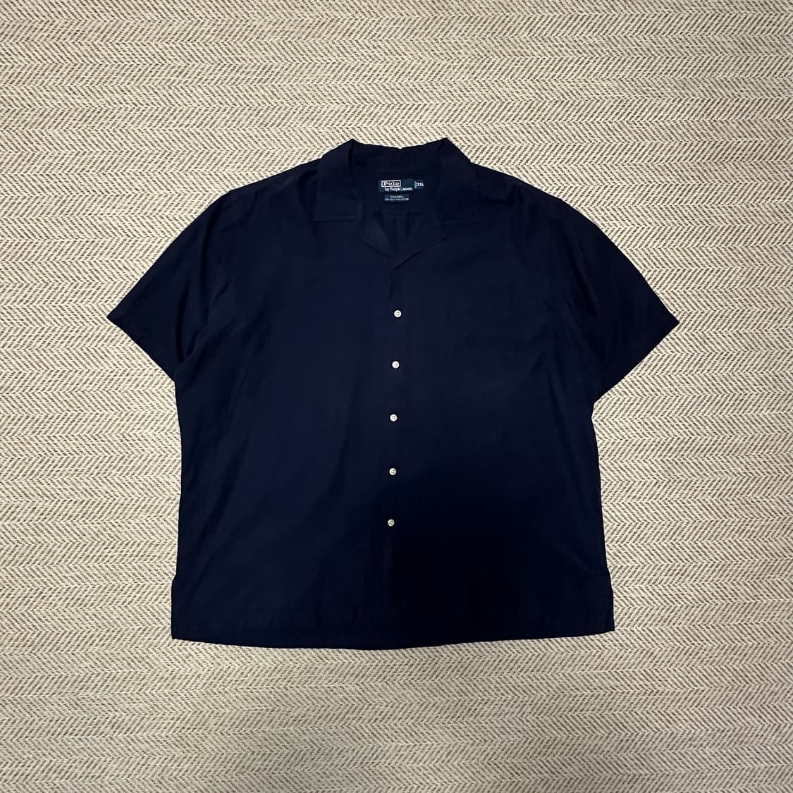 POLO RALPH LAUREN silk half shirt navy 상품이미지1