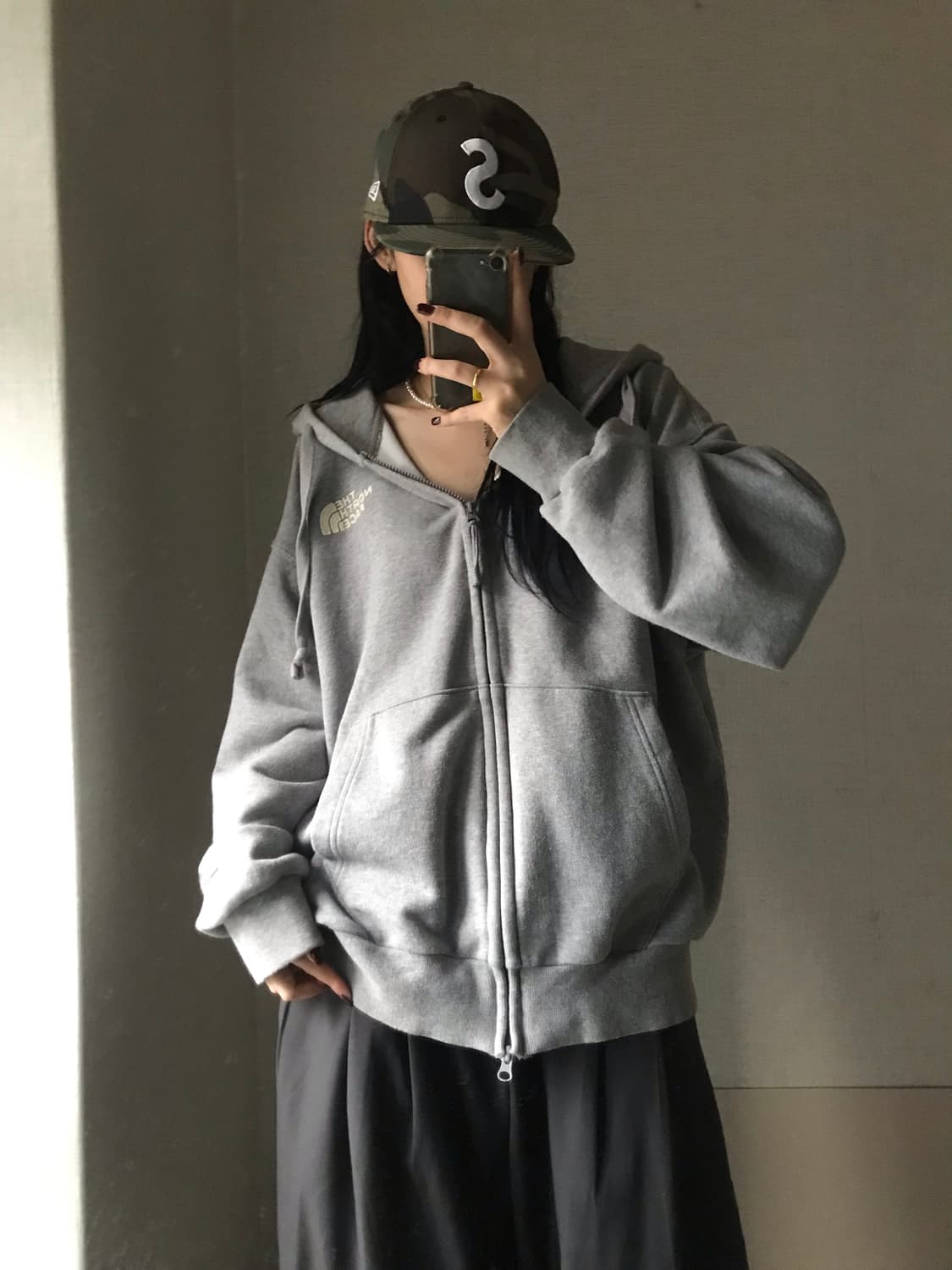노페 그레이 오버핏 후드집업 상품이미지4