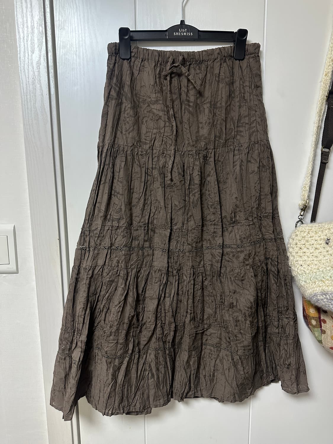 빈티지 플라워 패턴 브라운 스커트 상품이미지1