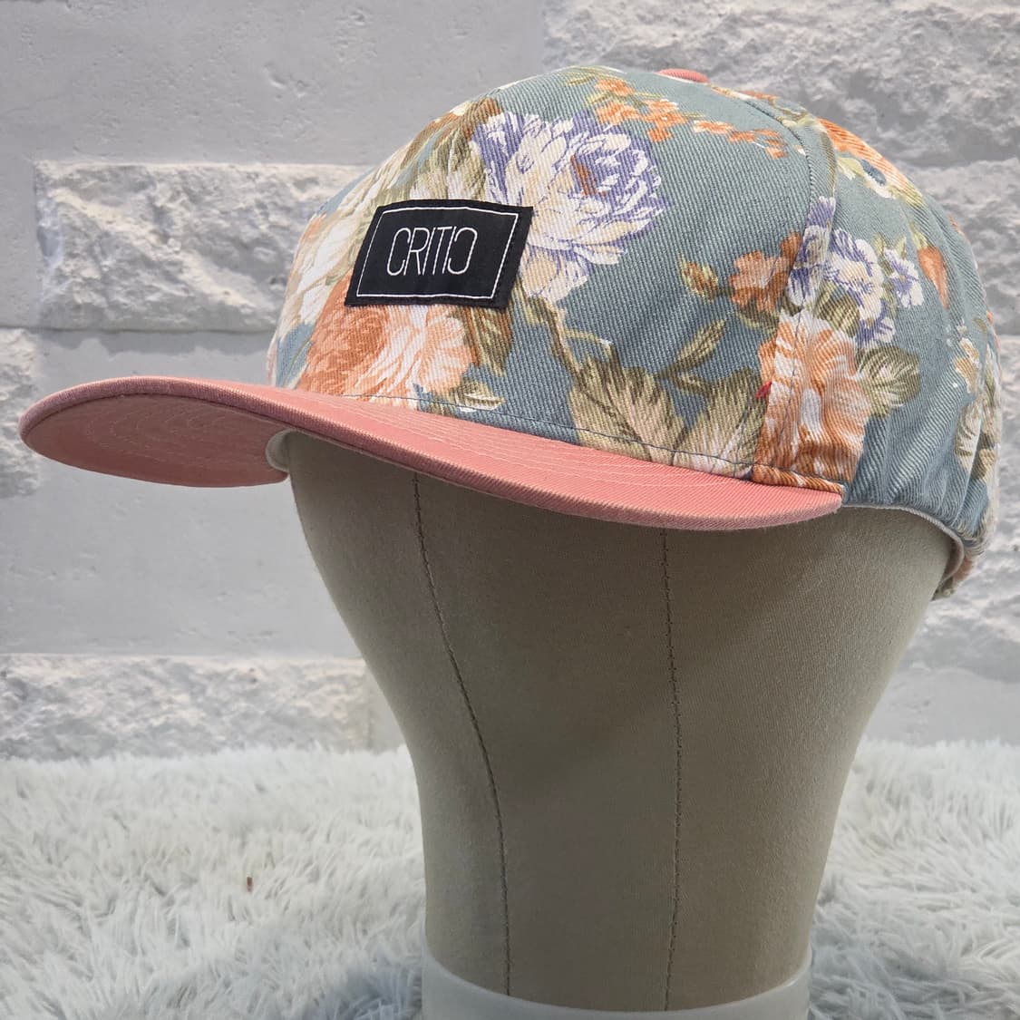 L8-7:크리틱 플로럴 코튼 캡 핑크 그린(56-59) 상품이미지3