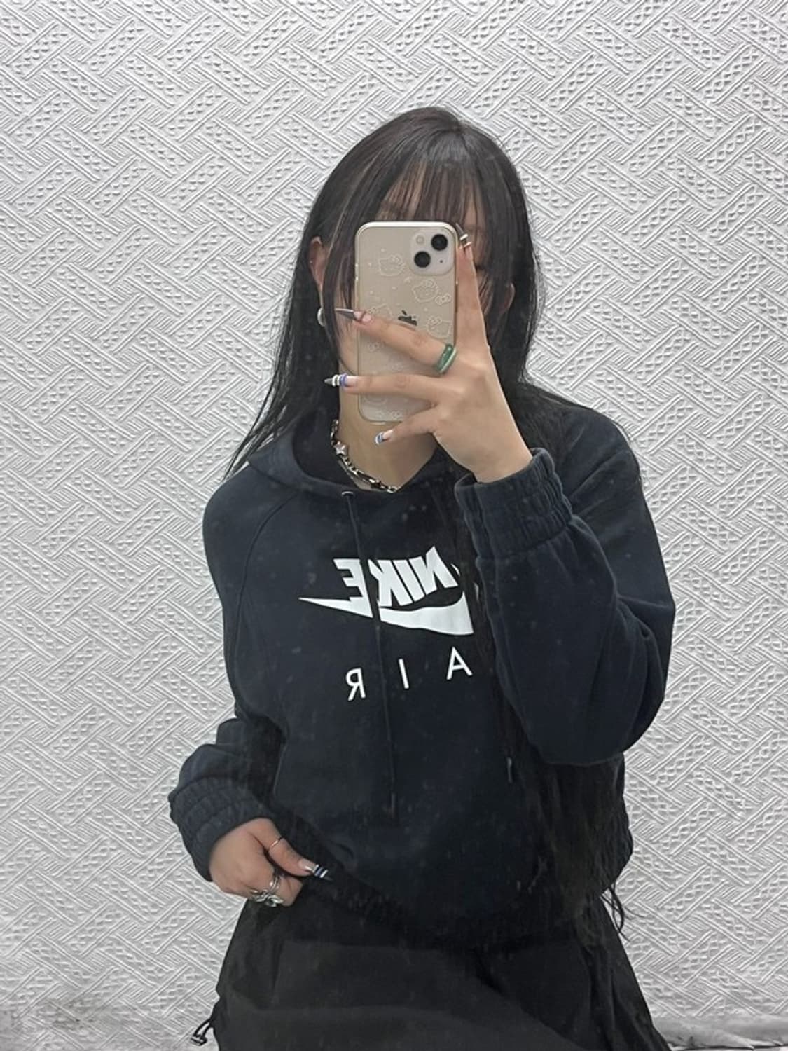 나이키 에어 올드스쿨 빈티지 빅로고 세미크롭 후드티 M C07819 상품이미지1