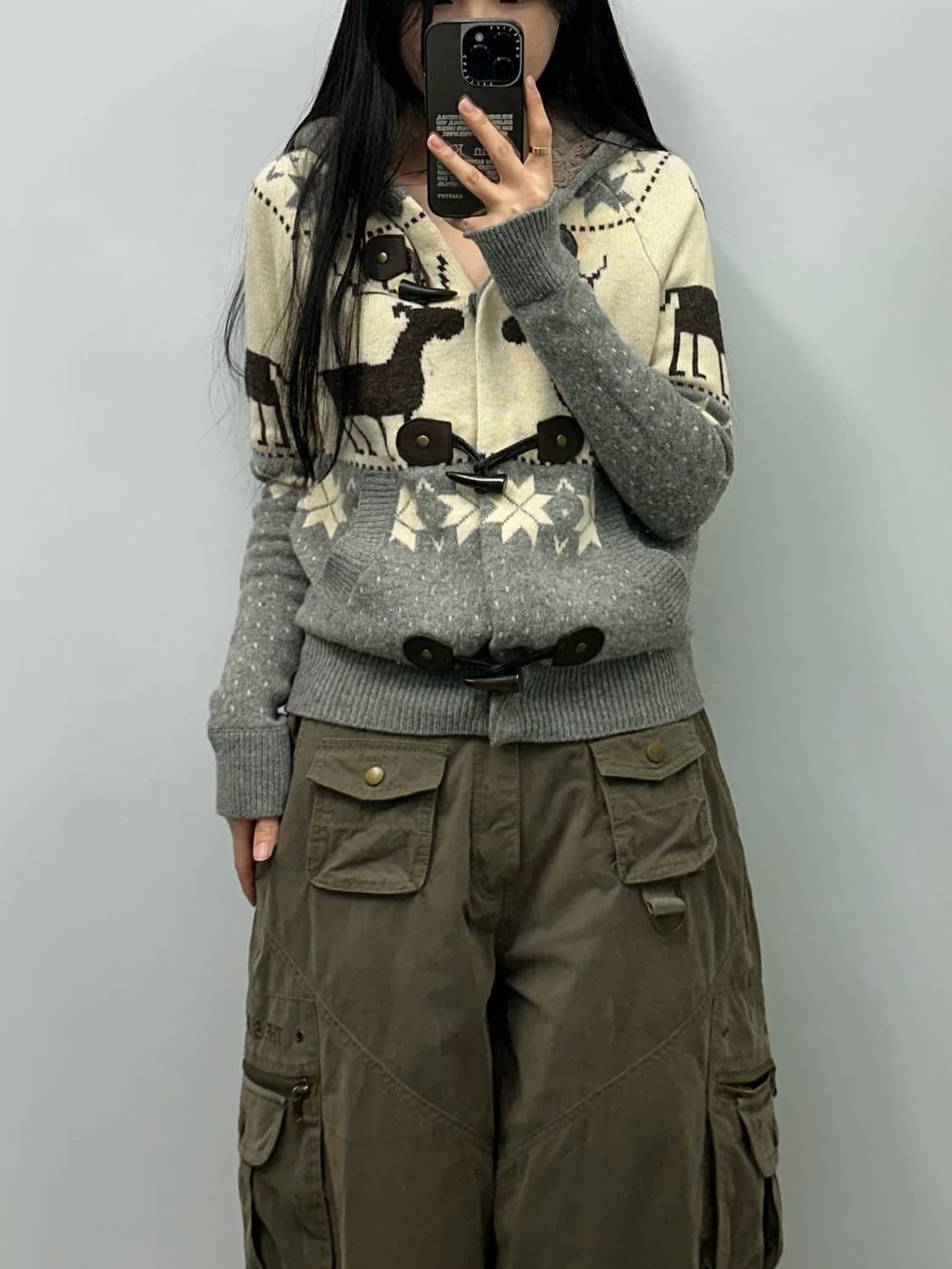 Vintage 빈티지 노르딕 더플 니트 가디건 상품이미지1