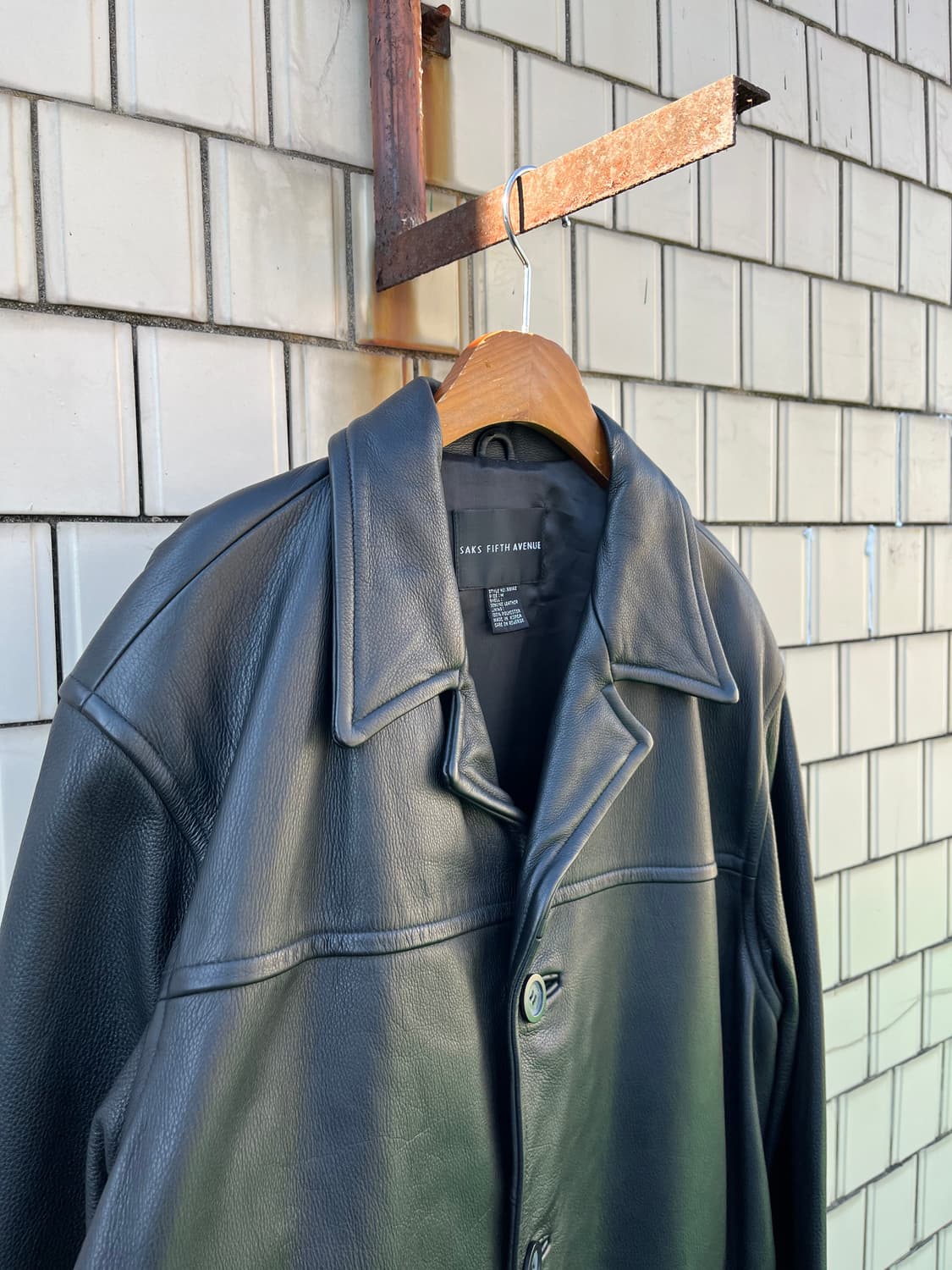90s SAKS FIFTH AVENUE 리얼레더 카코트 상품이미지2