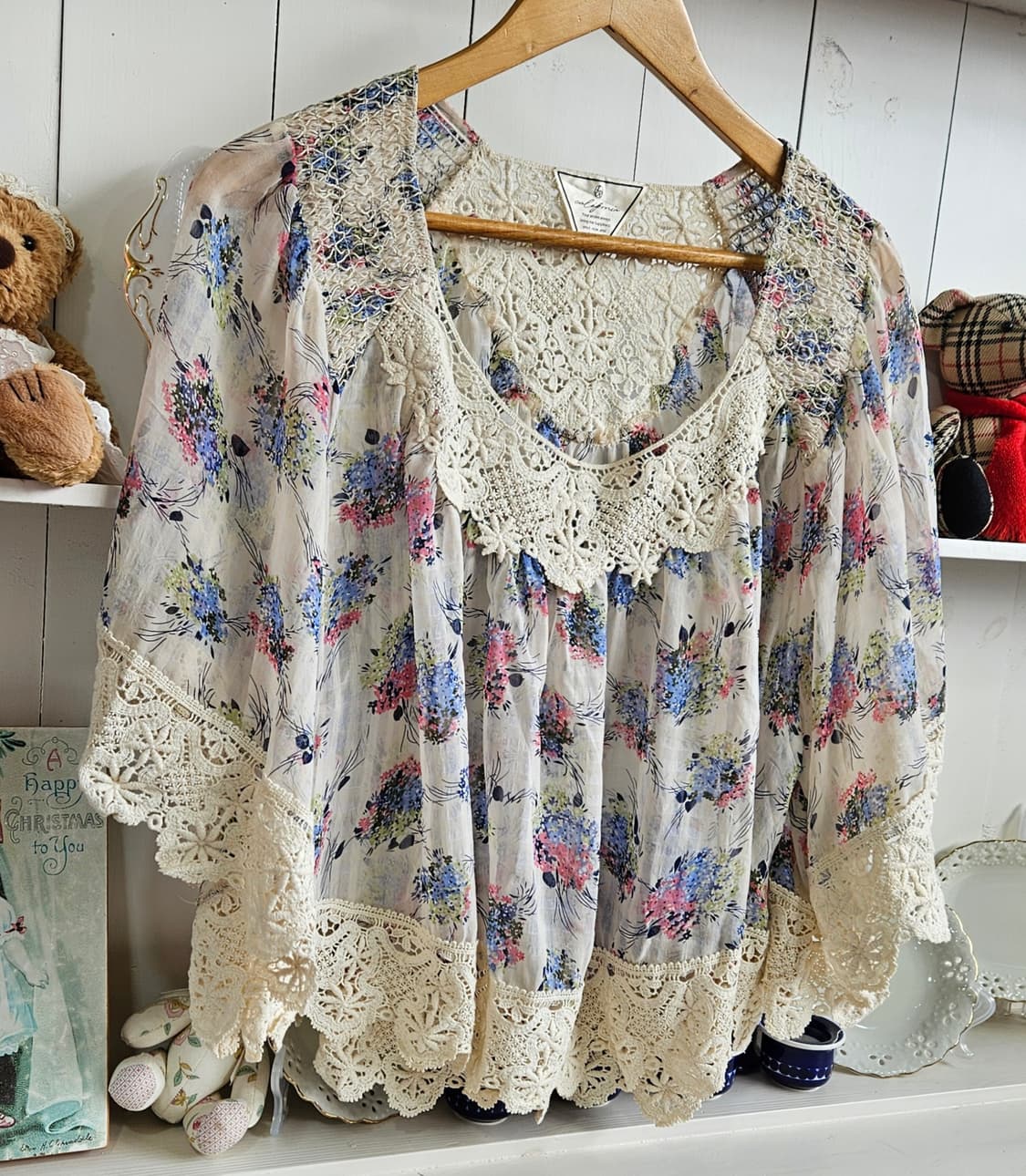 0327플라워 레이스 케이프 블라우스 상품이미지2