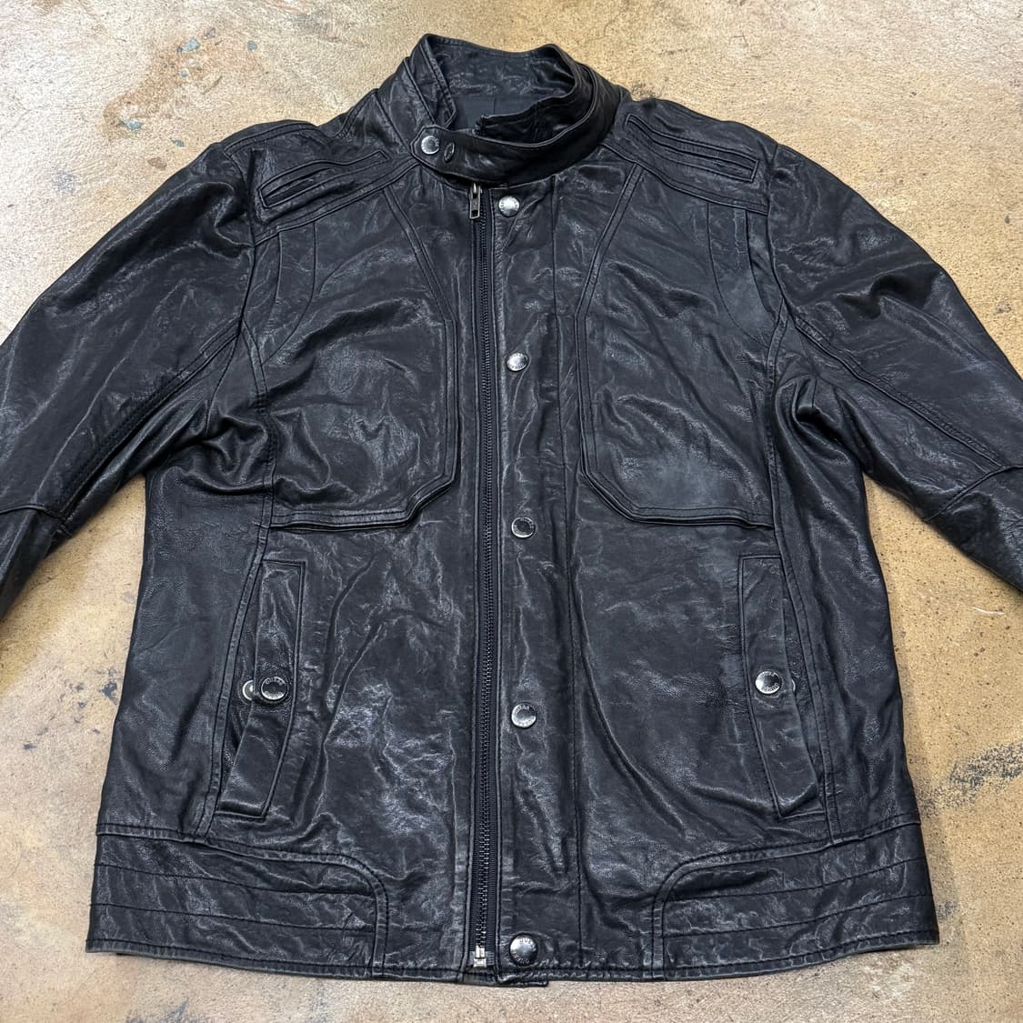 [정품/M] 게스 블랙 레더 라이더 자켓 가죽자켓 b10 상품이미지3