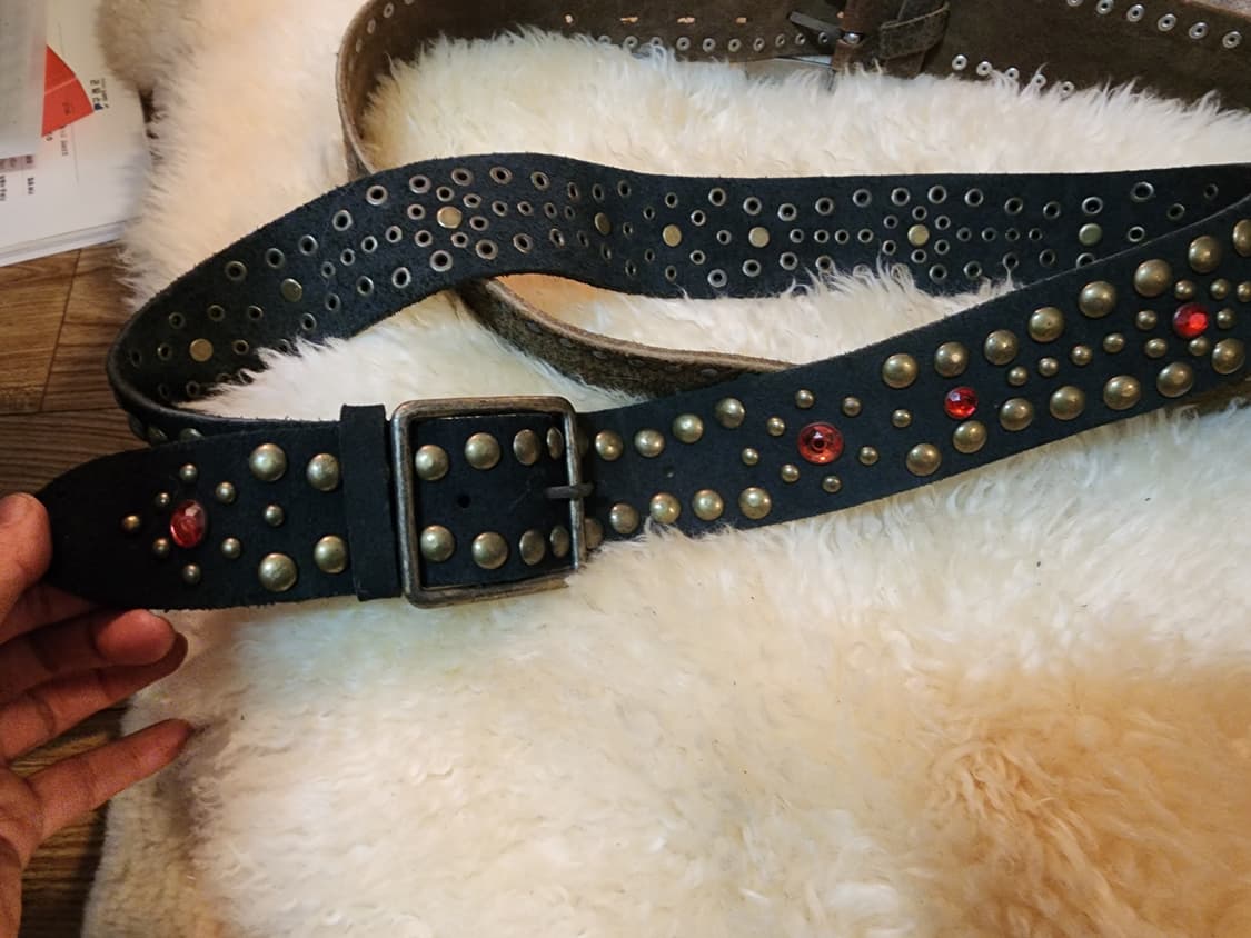 빈티지 남녀공용 스웨이드 통가죽 벨트 상품이미지8