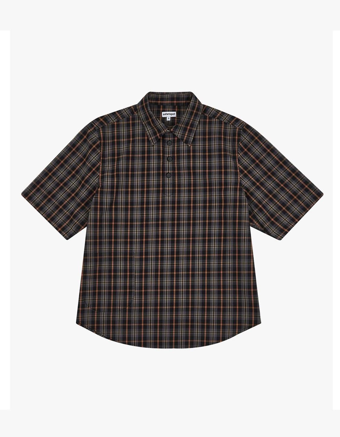 사파리스팟 포켓 체크 하프 셔츠 브라운 상품이미지1