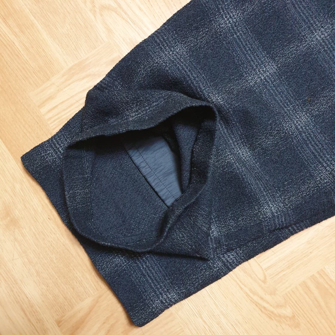 isae 이새 글렌체크 뒷밴딩 얇은 모직 크롭 배기팬츠 배기바지 상품이미지7