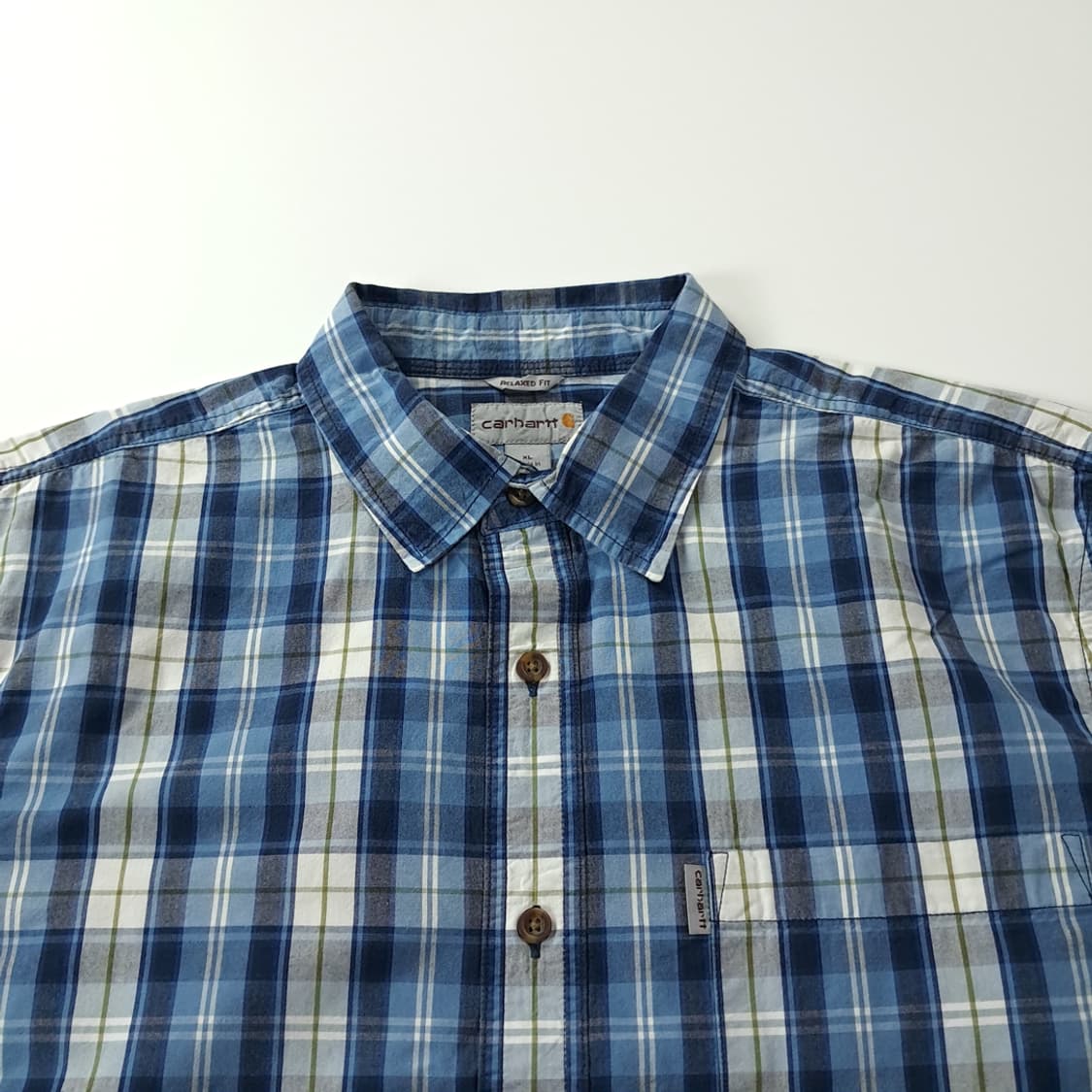 CK205 XL 칼하트 블루 플래드 체크 반팔 셔츠 남방 상품이미지2