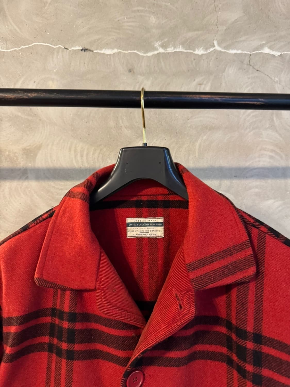 베네통 헤비멜톤울 버팔로 체크 자켓 105 상품이미지8