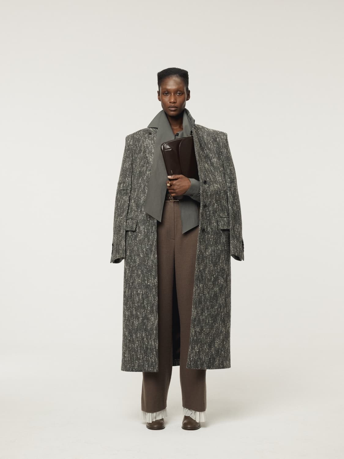 렉토 RECTO 슬리브 크리즈 헤링본 코트 상품이미지2