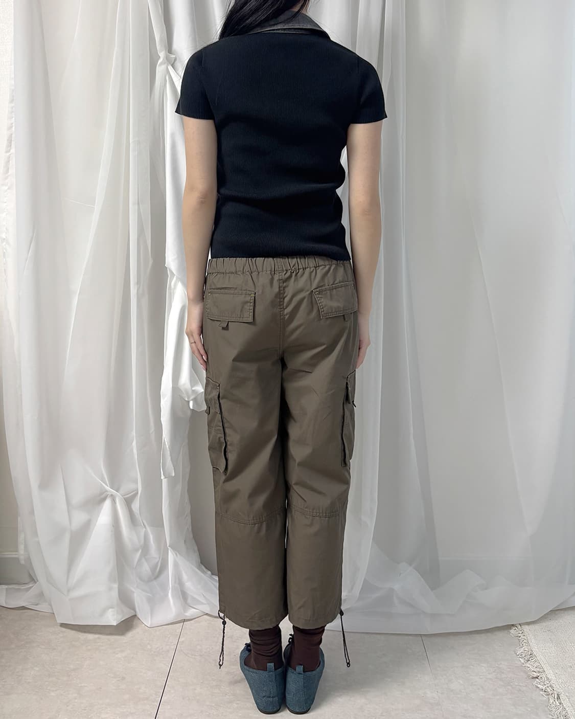 lui chantant 데님 포인트 리브드 블랙 풀오버 상품이미지10