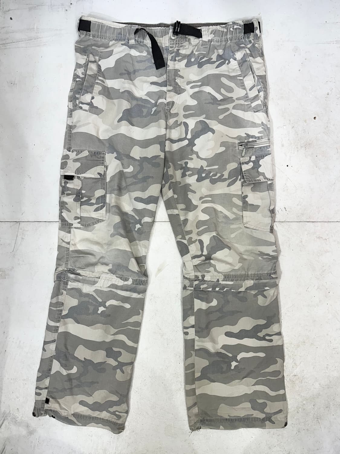 일본 빈티지 베이지 절개 포인트 와이드 밀리터리 카모 팬츠 카고 바지  상품이미지4
