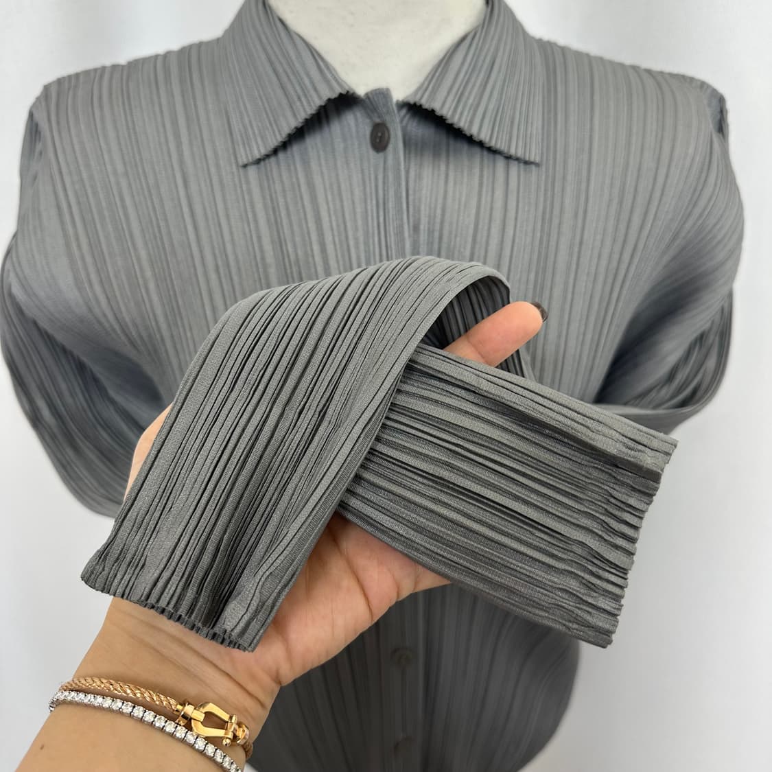 플리츠플리츠 여자 스판 주름 가디건 (44-55추천) EOI 상품이미지5