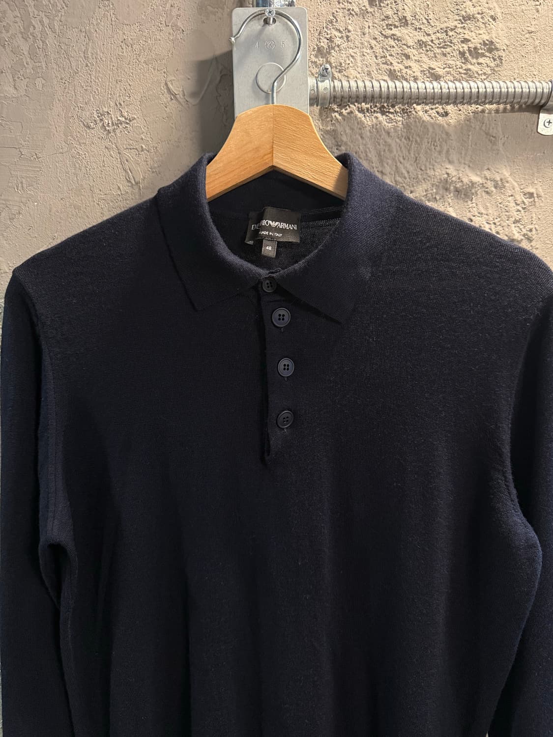48 엠포리오아르마니 ARMANI 울 니트 폴로 네이비 상품이미지5