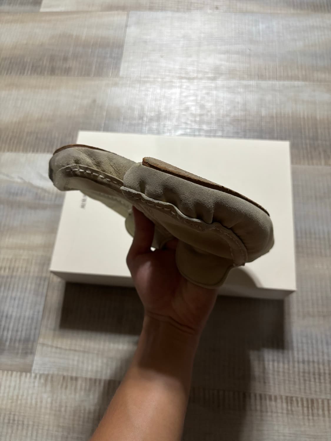 오라리 스웨이드 모카신 슬리퍼 뮬 베이지 상품이미지5